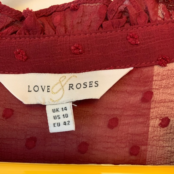 LOVE & ROSES Deep Red Blouse - Picture 5 of 5